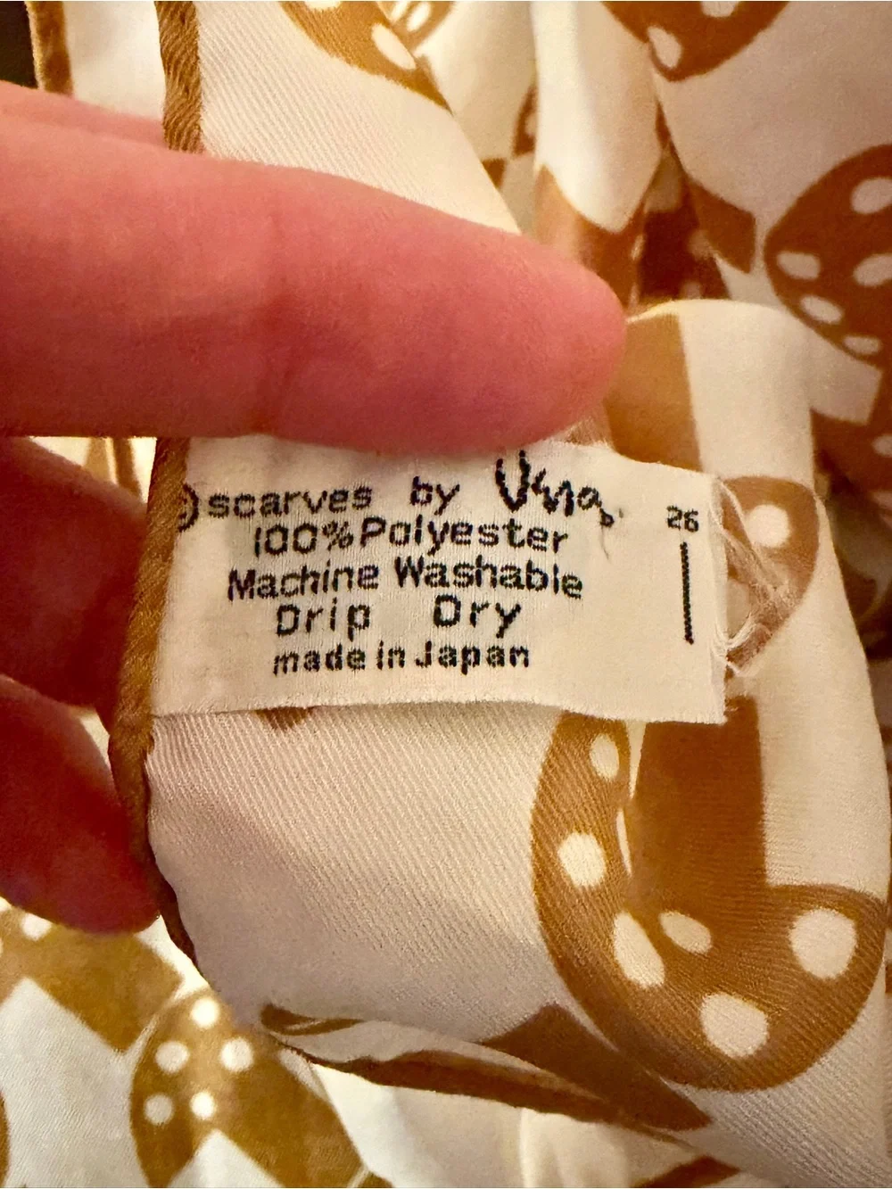 Vera Neumann Vana Gold & White Printed Silk-Feel Scarf
